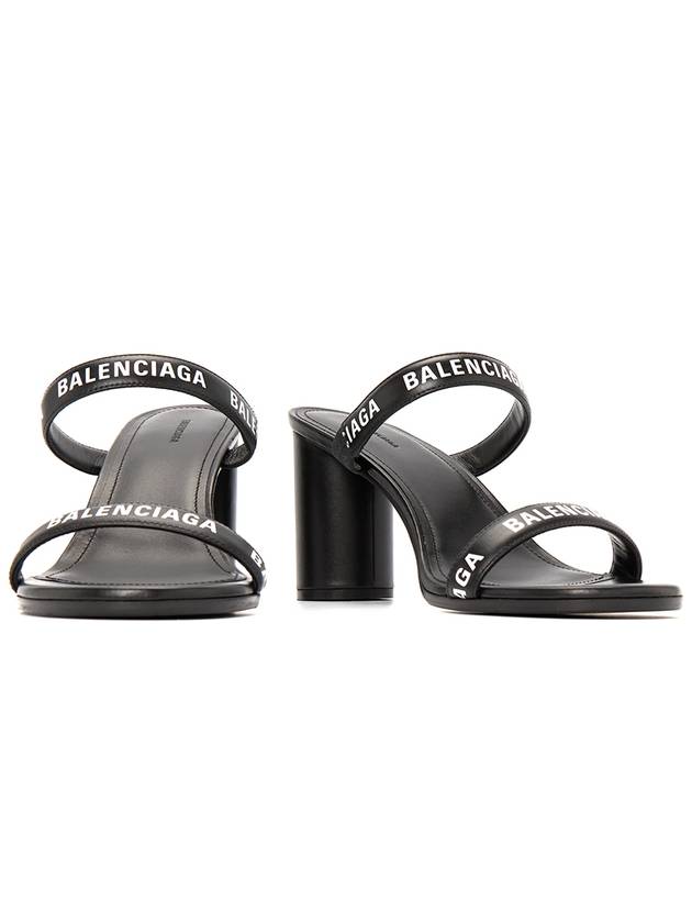 Luxury Balenciaga Trending 2026 WoMen's Leather Logo Round Sandal Heels Black