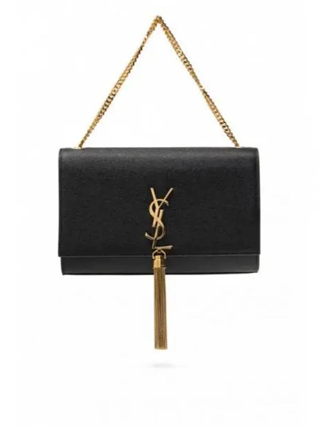 Luxury Saint Laurent Trending 2025 Kate Tassel Chain Cross Shoulder Bag Black