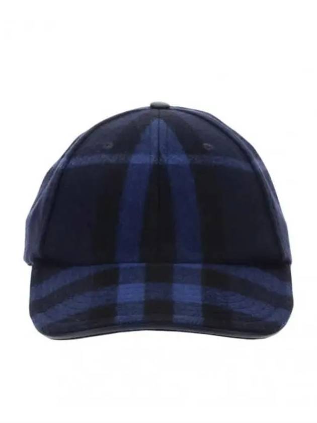 Luxury Burberry Check Pattern Wool Ball Cap Blue