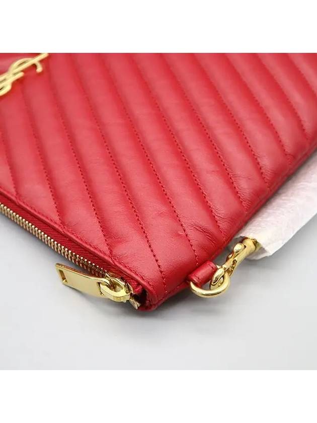 Luxury Saint Laurent Trending 2025 559193 Red color Matrace quilted monogram gold logo tablet pouch clutch bag