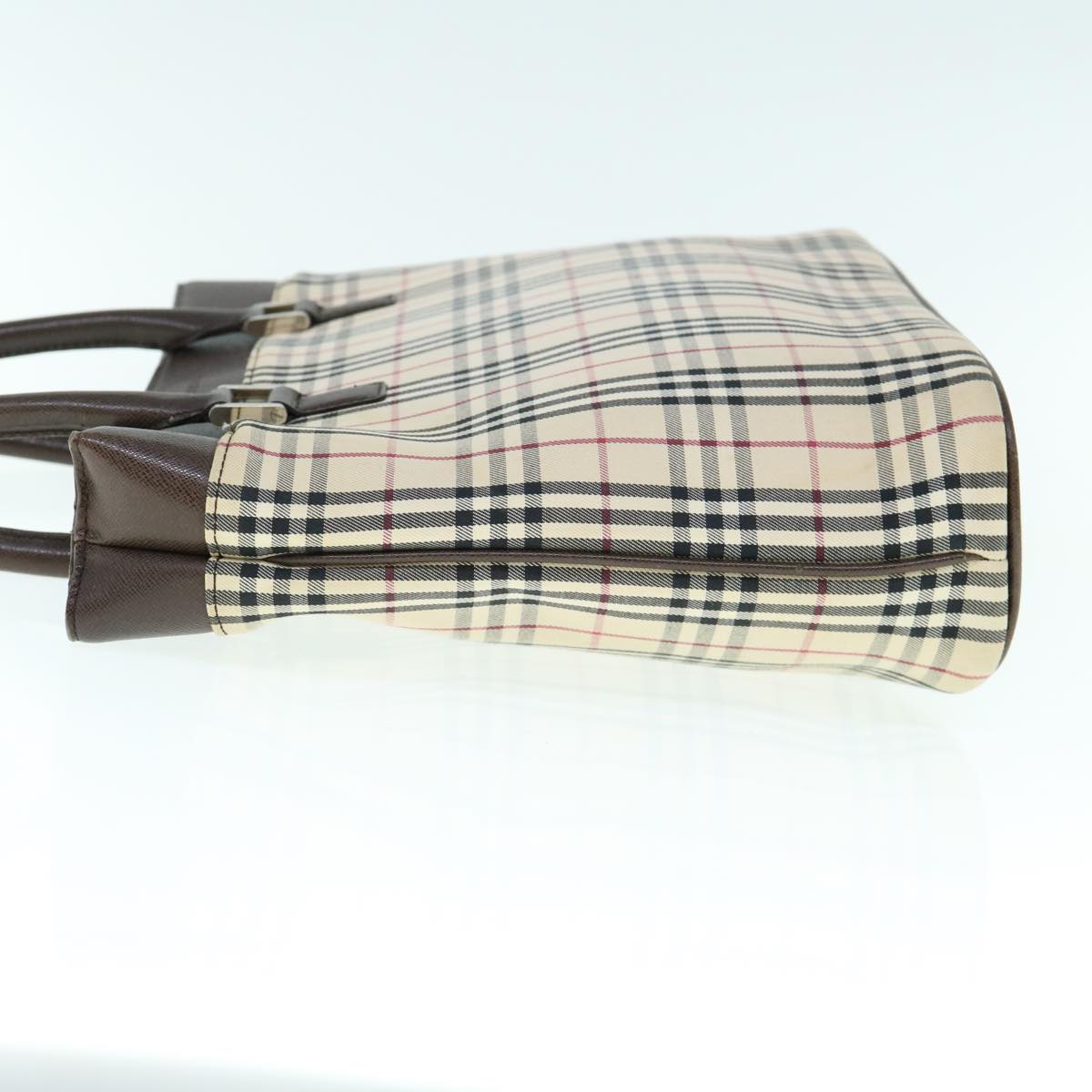 Luxury Burberry Nova Check Tote Bag Nylon Beige Auth ep2645