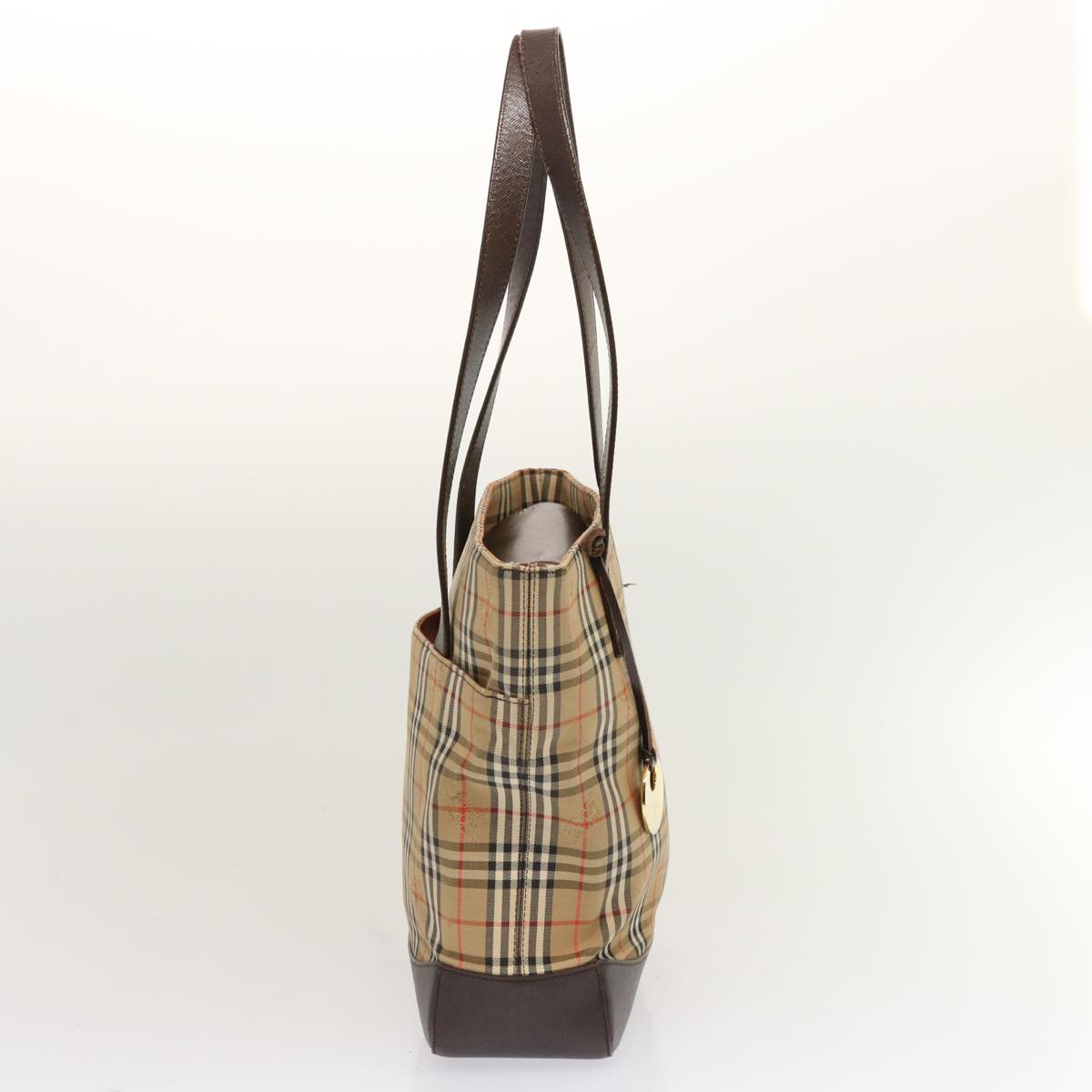 Luxury Burberry Nova Check Tote Bag Canvas Beige Black Auth ep4012