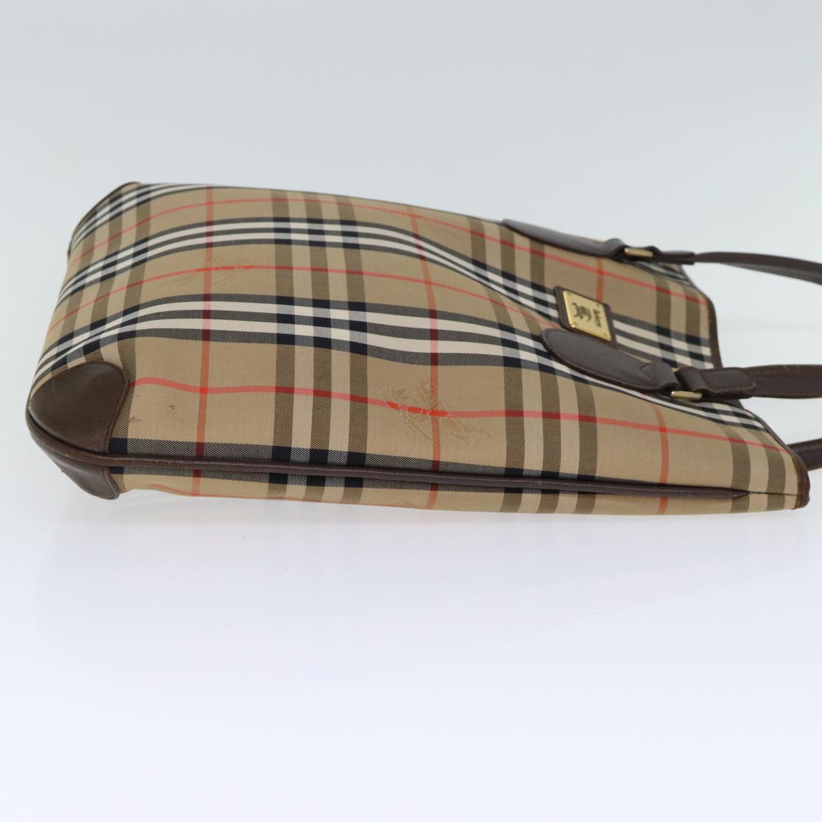 Luxury BurberrySs Nova Check Tote Bag Canvas Beige Auth ep4173
