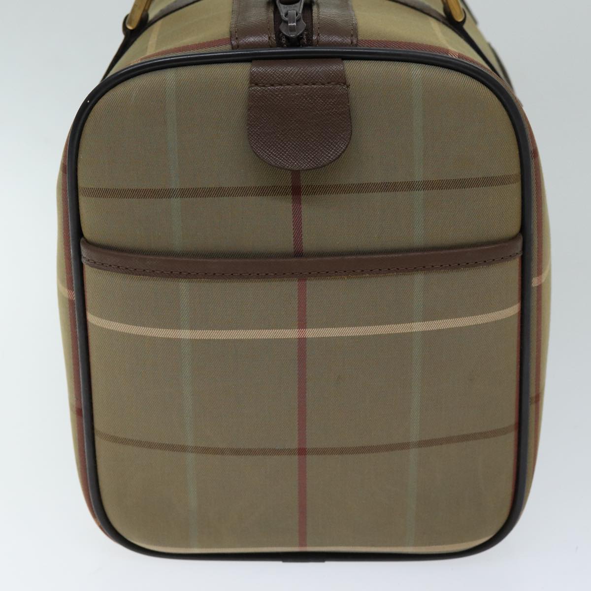 Luxury BurberrySs Nova Check Boston Bag Canvas Beige Auth ep4373