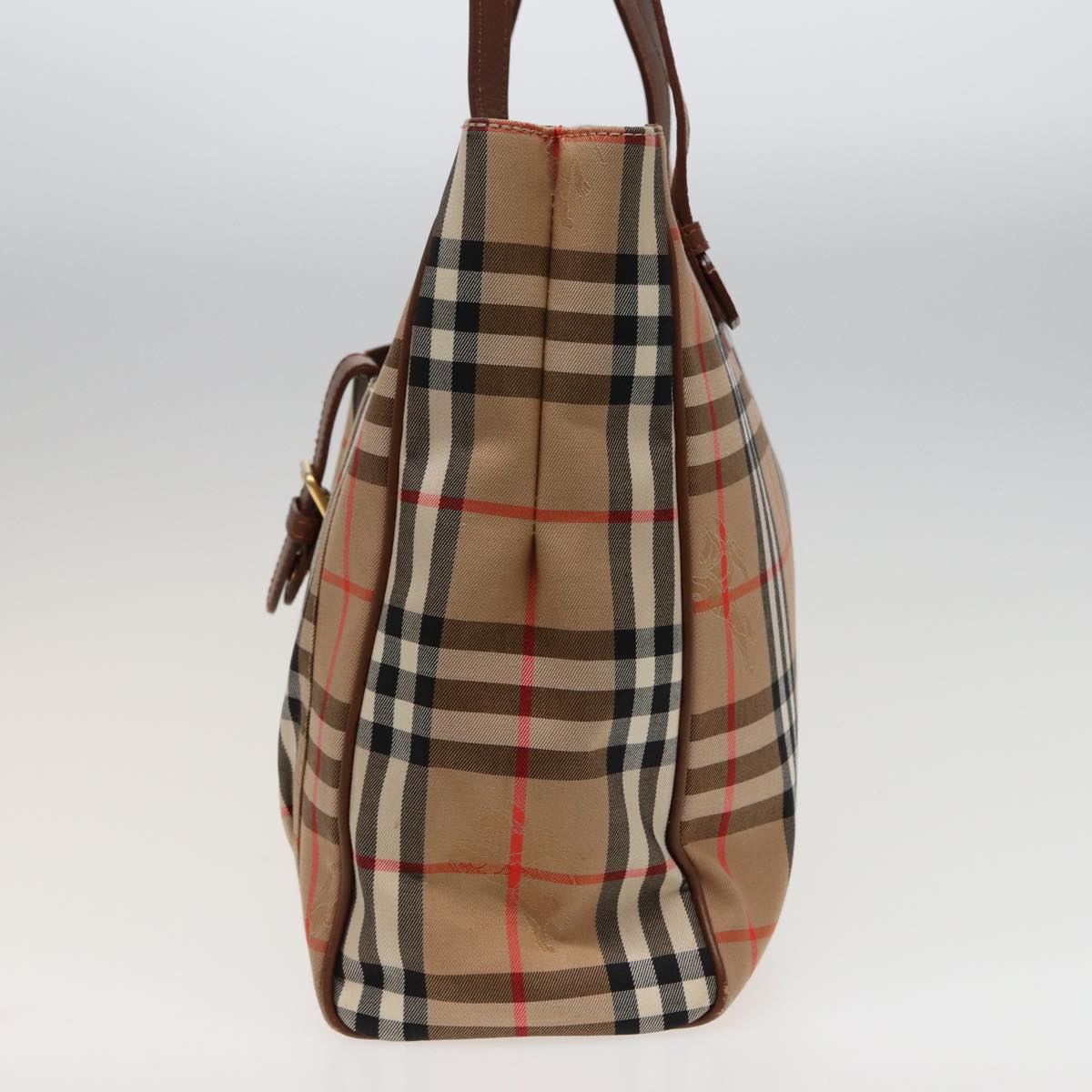 Luxury BurberrySs Nova Check Tote Bag Canvas Beige Auth ep4723
