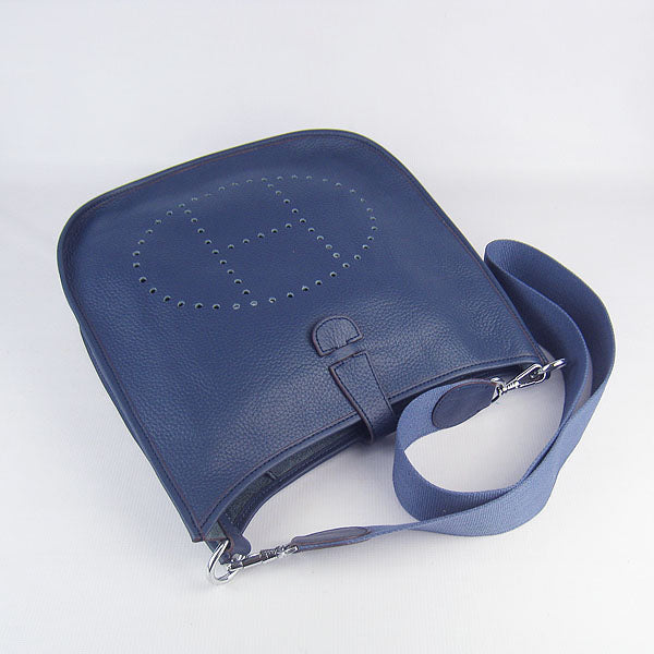 Luxury Hermes Evelyne I handbag H6309 dark blue silver