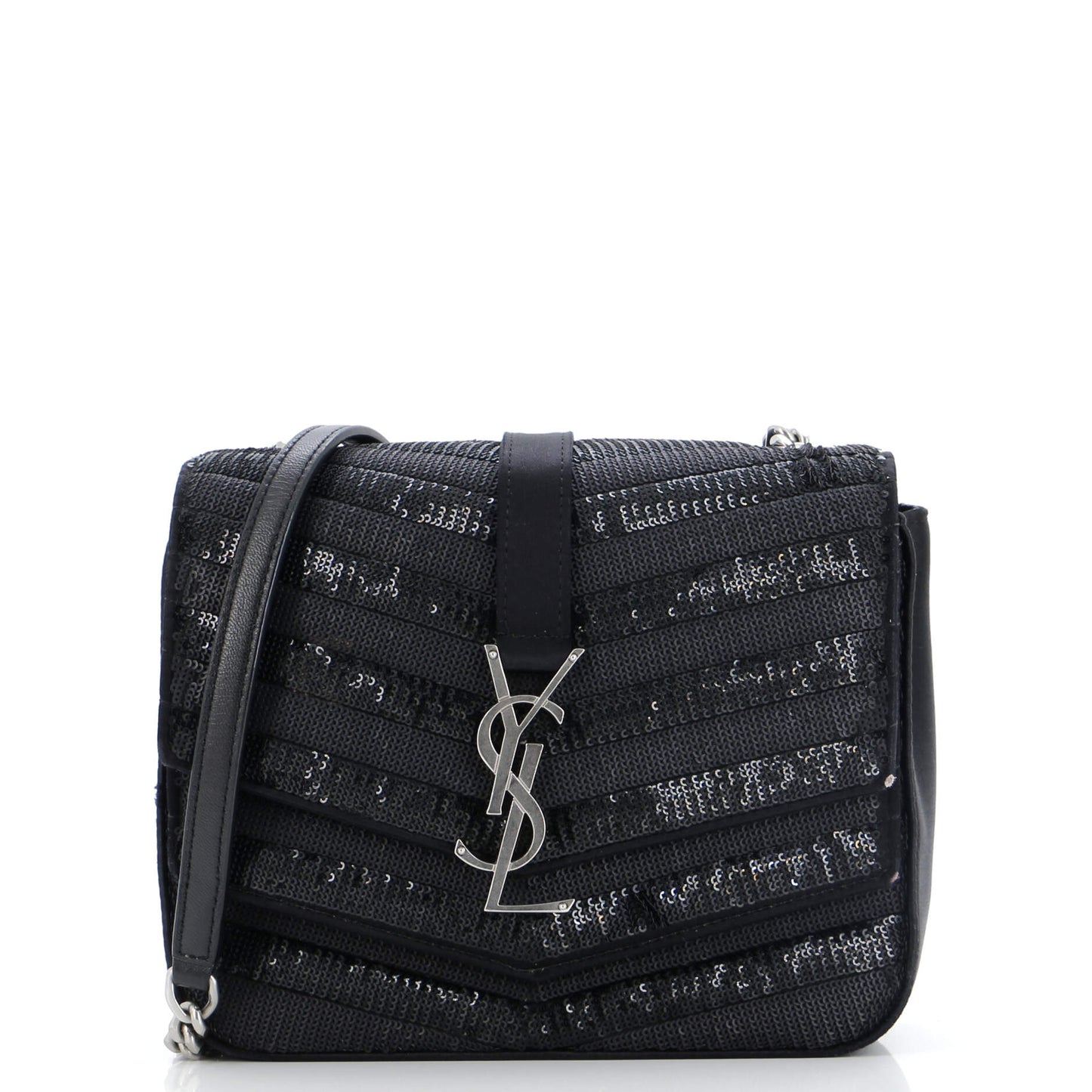 Luxury Saint Laurent Trending 2025 Sulpice Flap Bag Sequin Matelasse Chevron Satin Small