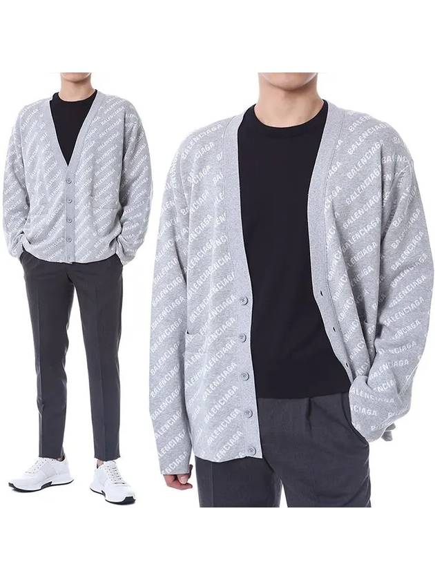 Luxury Balenciaga Trending 2026 All-Over Logo Cardigan Grey