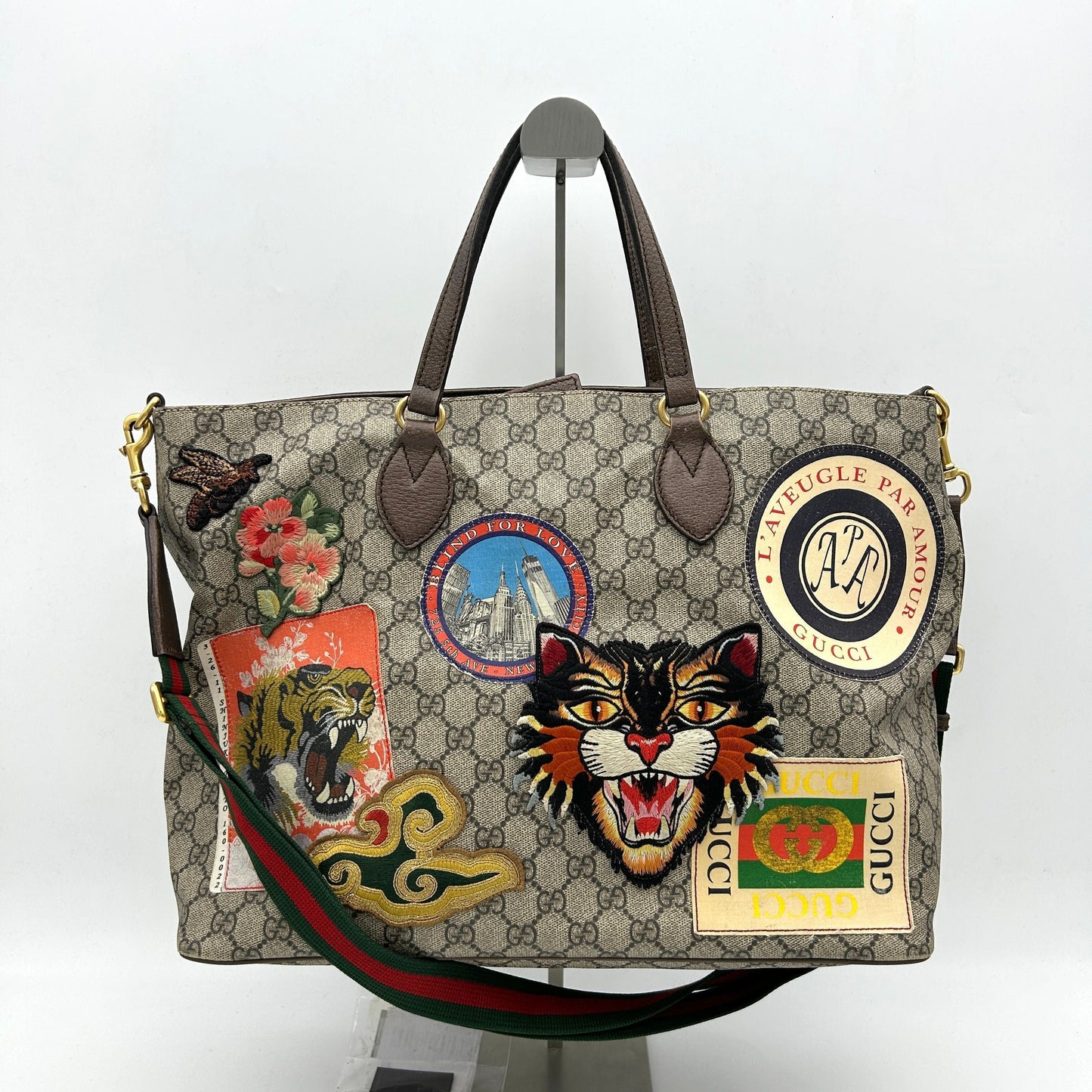 GUCCI Soft GG Supreme Monogram Courrier Large Duffle Bag Beige New Acero Multicolor LA24159