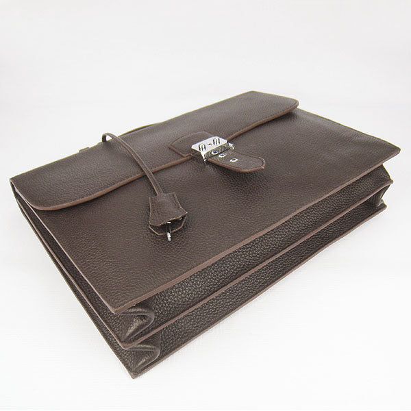 Luxury Hermes Briefcases 2813 Unisex Briefcase Coffee