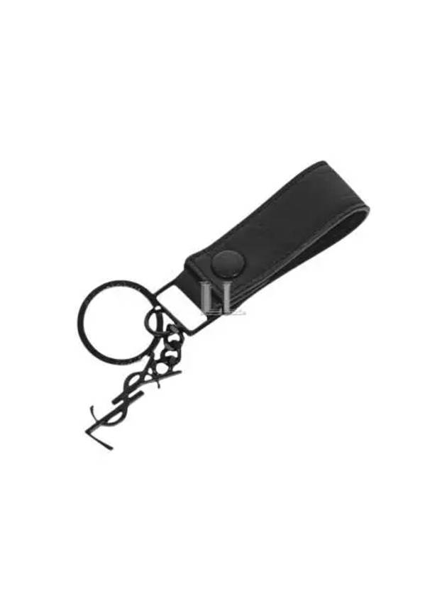 Luxury Saint Laurent Trending 2025 Monogram Logo Crocodile Leather Key Holder Black