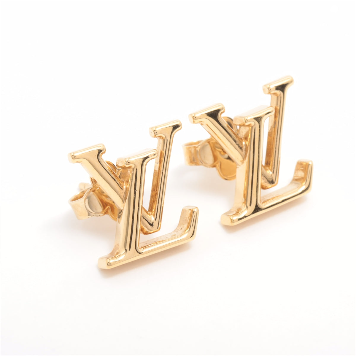 LOUIS VUITTON Logo Earrings M00610 Gold Plated