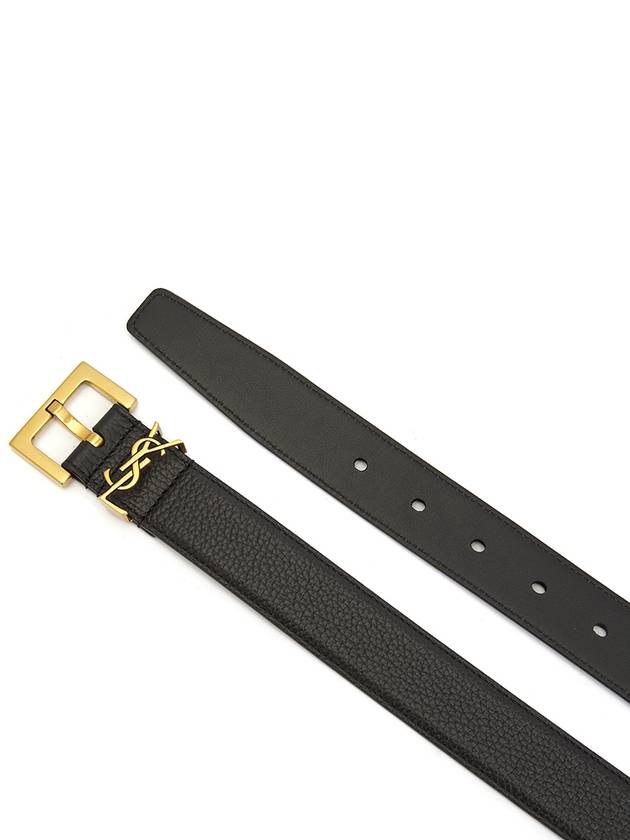 Luxury Saint Laurent Trending 2025 Men's Monogram Grain Leather Belt Gold