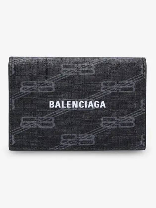 Luxury Balenciaga Trending 2026 BB Monogram Card Wallet Black