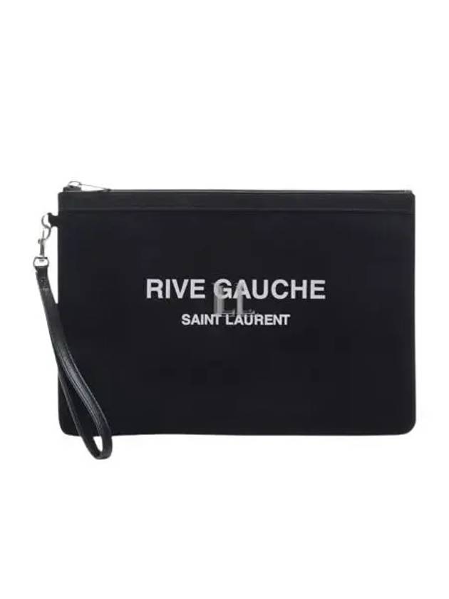 Luxury Saint Laurent Trending 2025 Rive Gauche Zipper Strap Clutch Bag Black