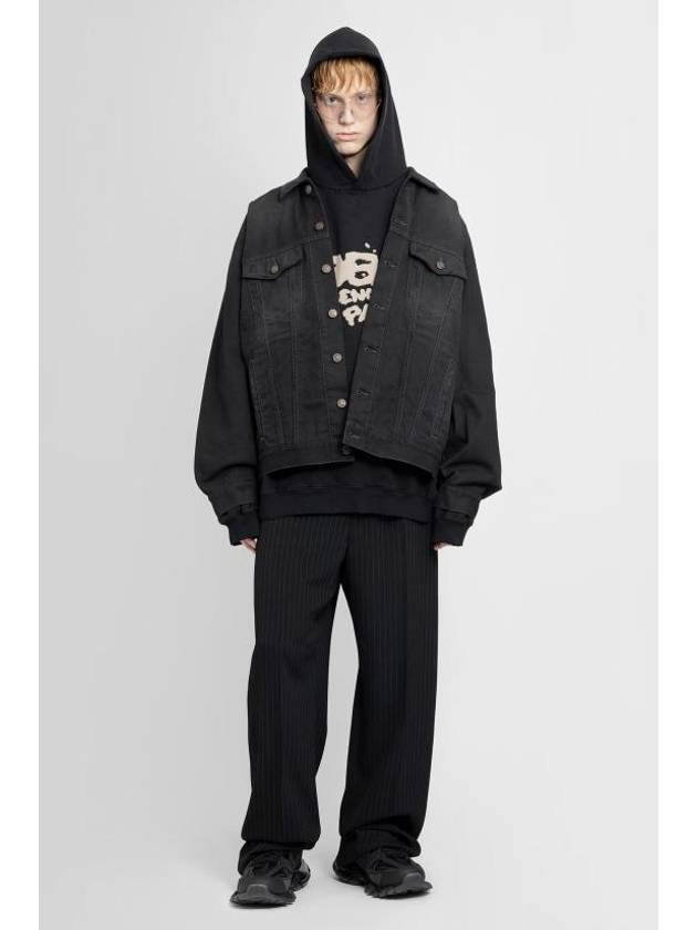 Luxury Balenciaga Trending 2026 Political Campaign Logo Oversized Denim Jacket Black