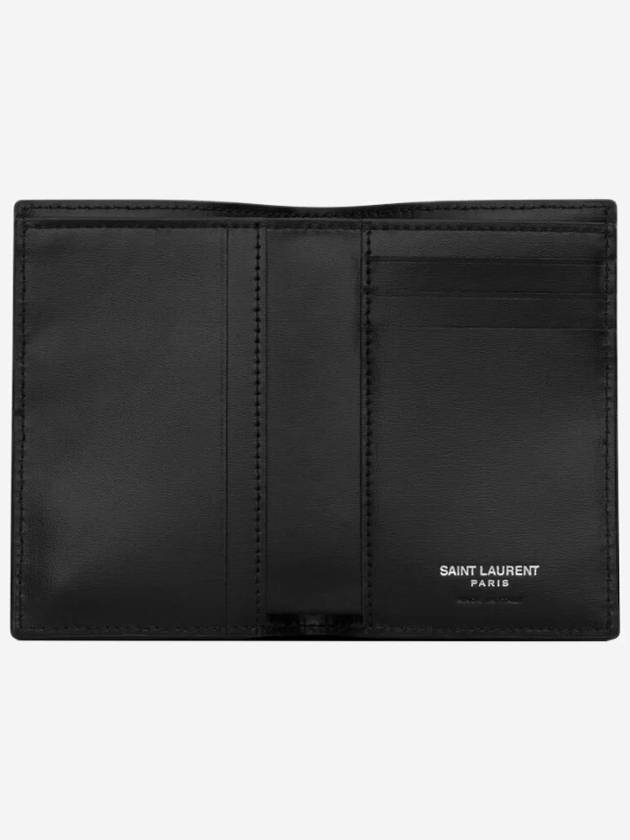 Luxury Saint Laurent Trending 2025 Men's Tiny Monogram Logo Half Wallet Black