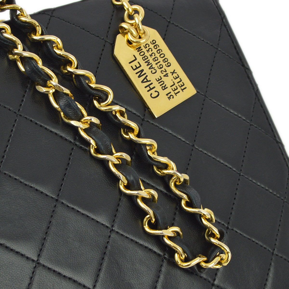 Chanel Black Lambskin 2way Handbag Shoulder Bag