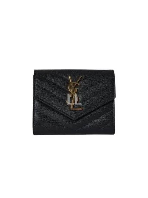 Luxury Saint Laurent Trending 2025 Matelasse Monogram Quilting Flap Half Wallet Black