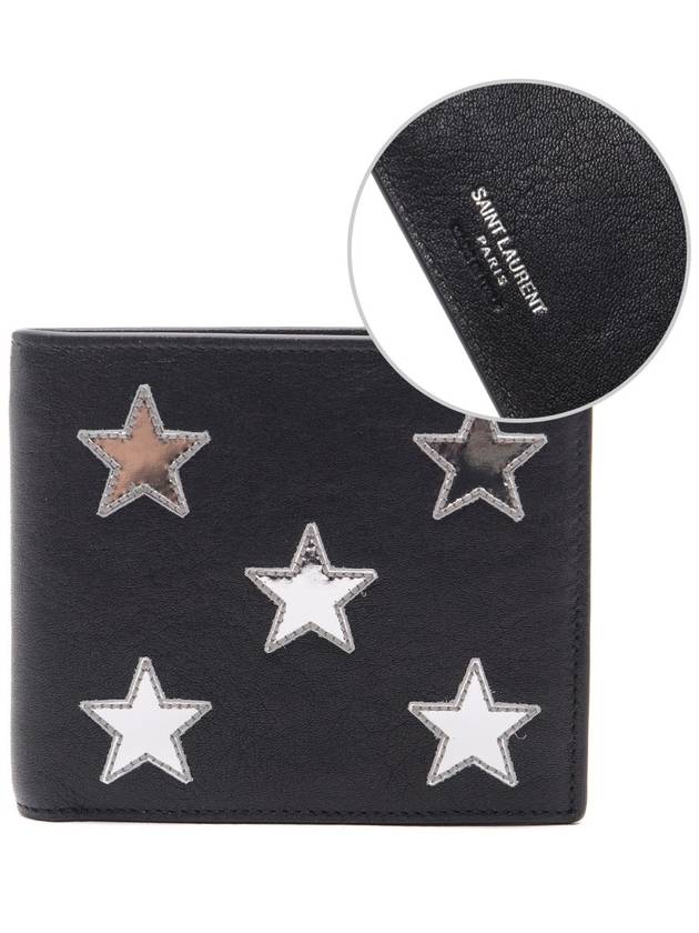 Luxury Saint Laurent Trending 2025 Glow Star Patch Half Wallet Black