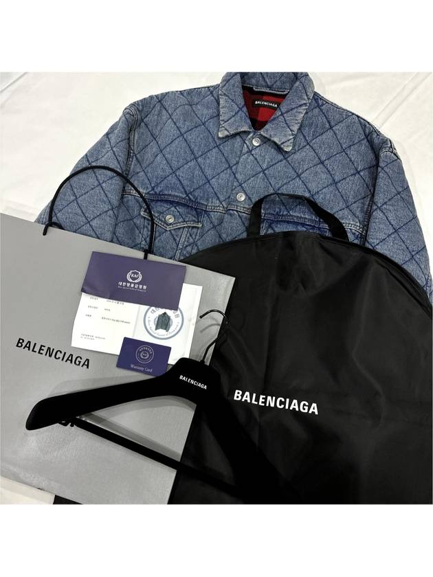 Luxury Balenciaga Trending 2026 46 Men s Jacquard Oversized Quilted Padded Denim Trucker Jacket
