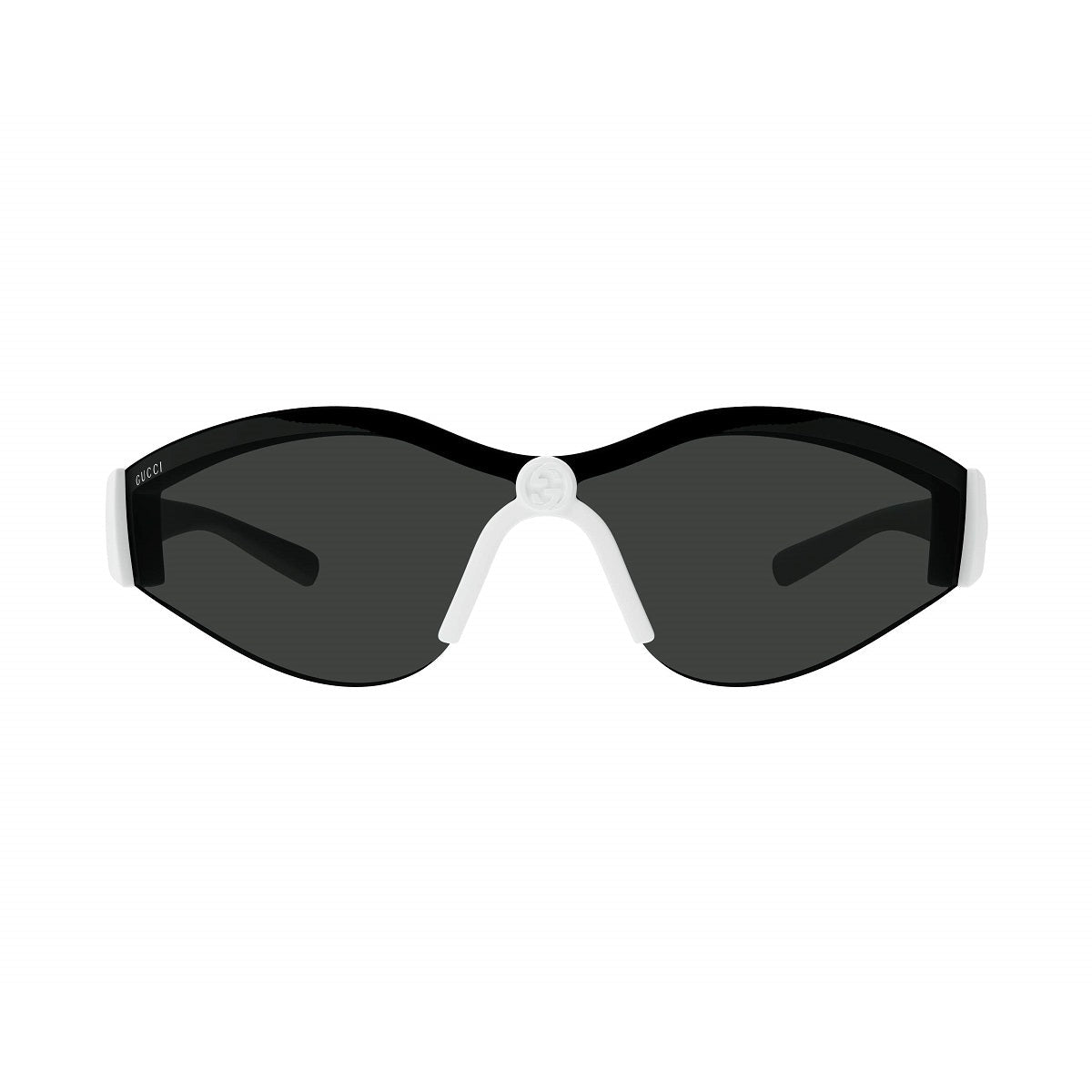 Gucci Sunglasses Shield Semi Rim, White Frame and Grey Lens GG1651S006