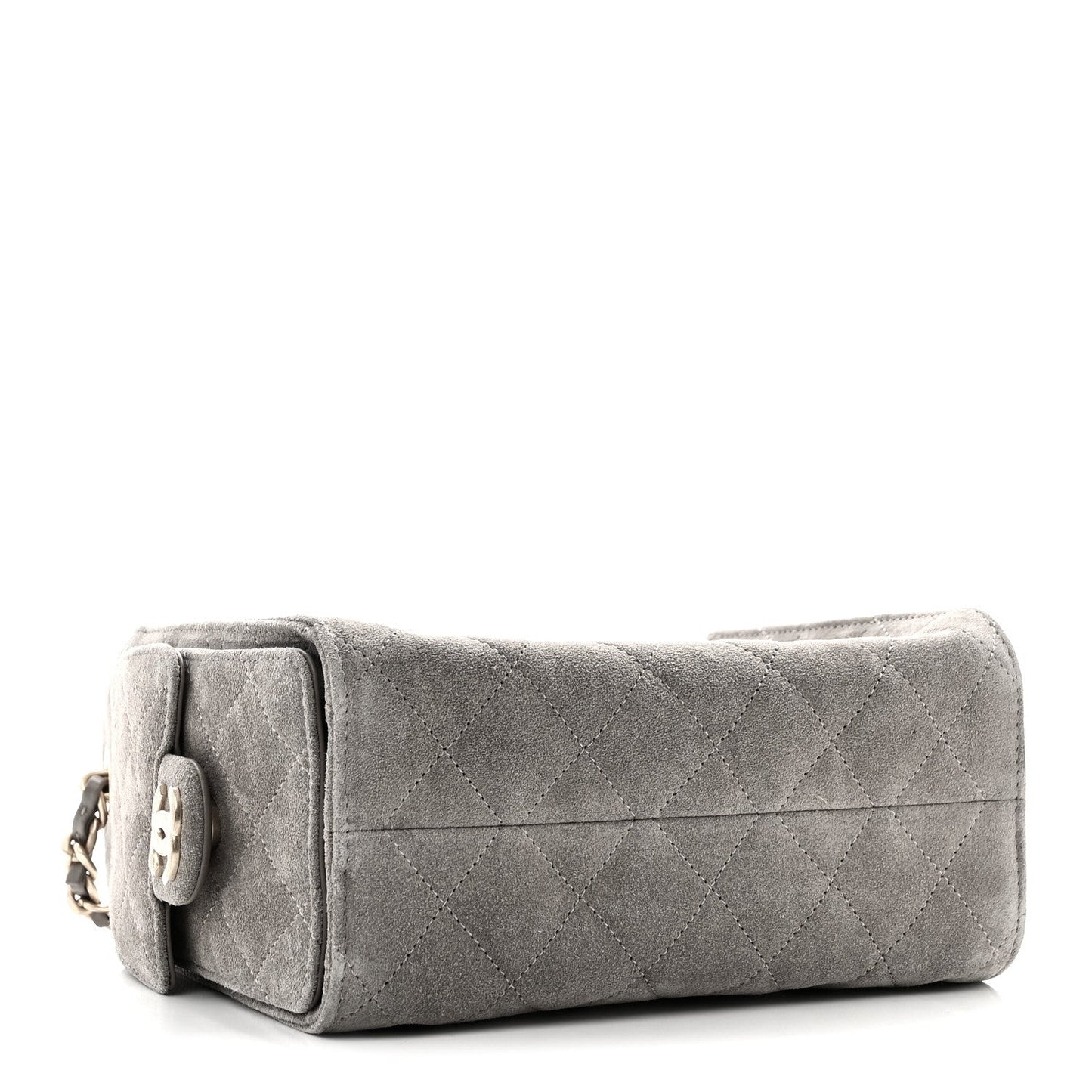 Suede Quilted Mini Chanel 25 Handbag Dark Grey