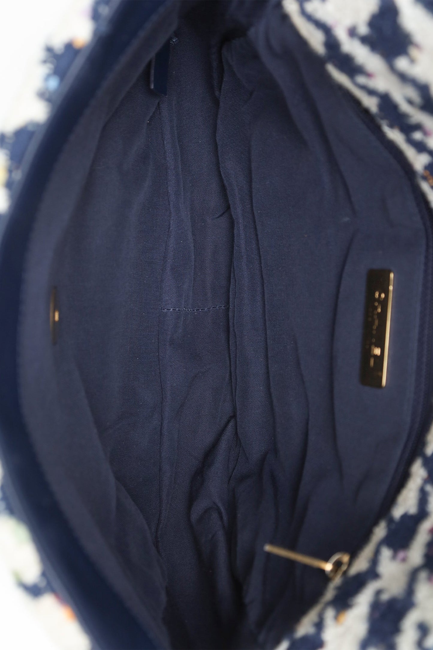 Chanel™ Blue Houndstooth Tweed Medium 19 Flap Bag