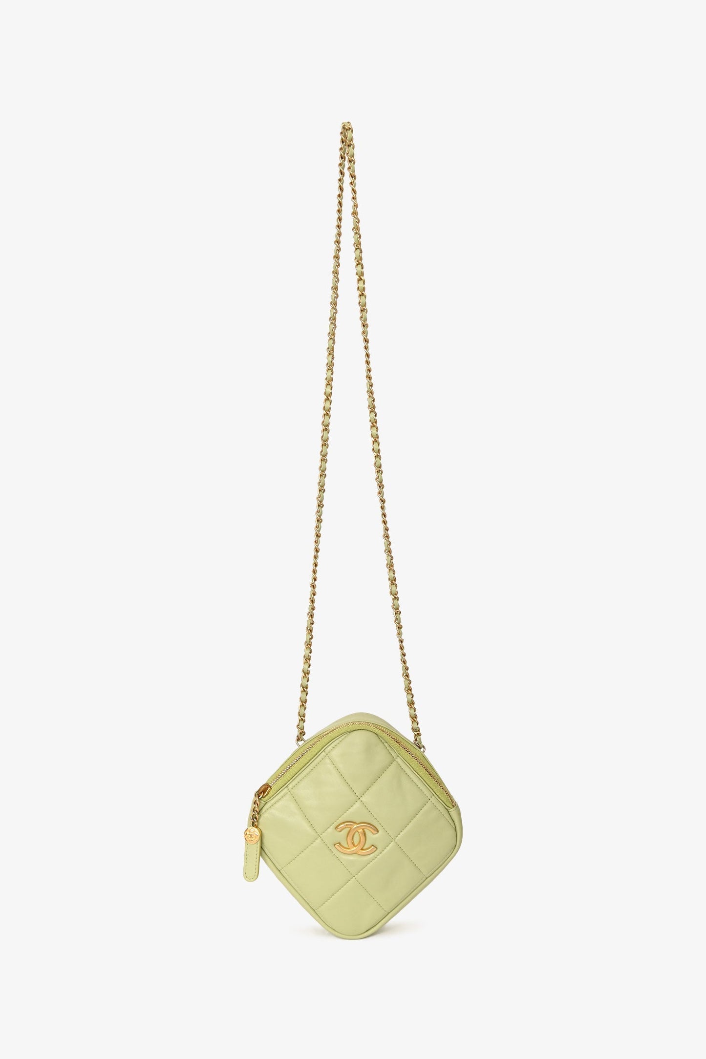 Chanel™ 2019-2020 Green Lambskin Leather Diamond CC Crossbody