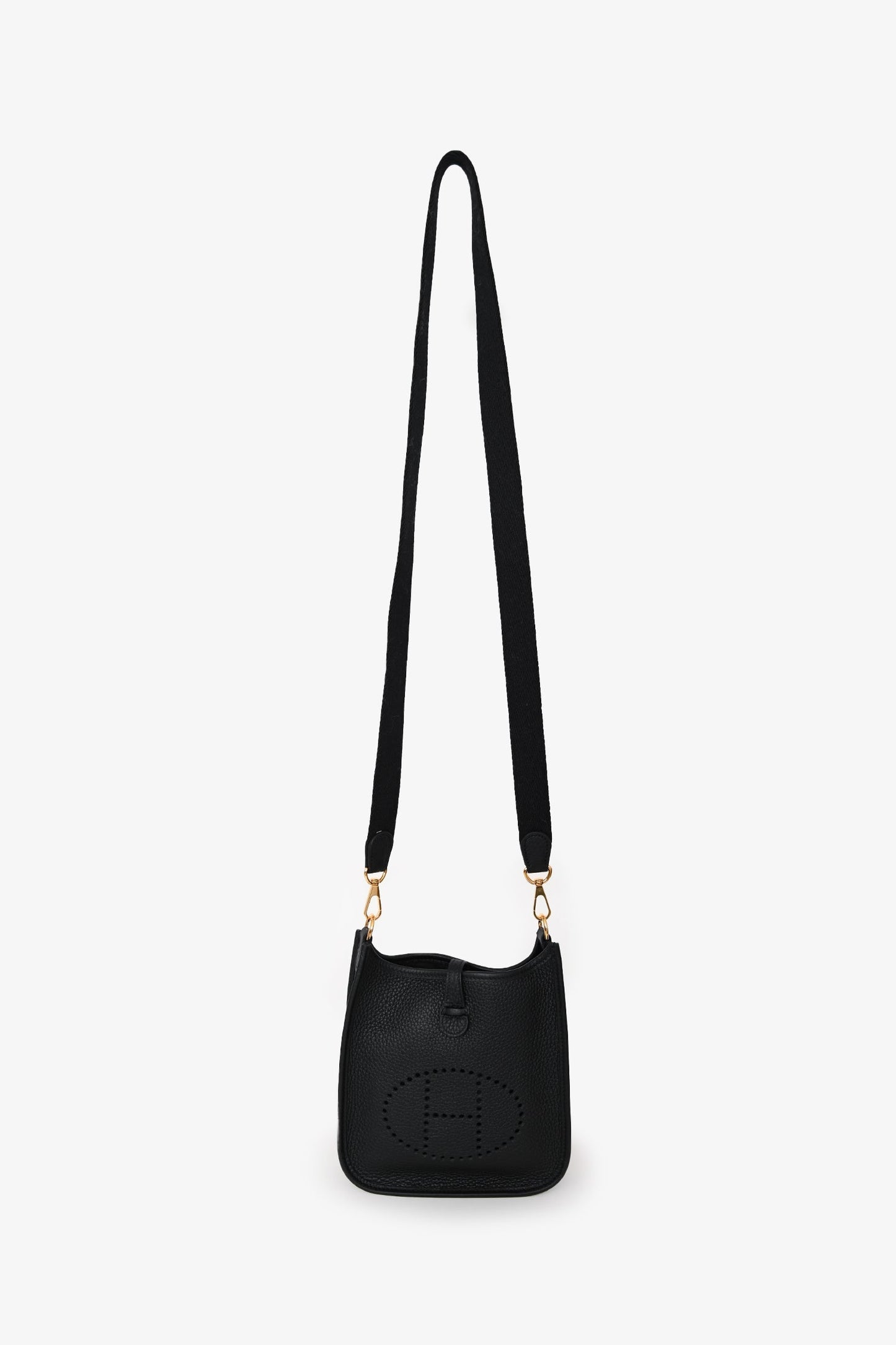 Hermès Black Clemence Leather Evelyne TPM Crossbody GHW