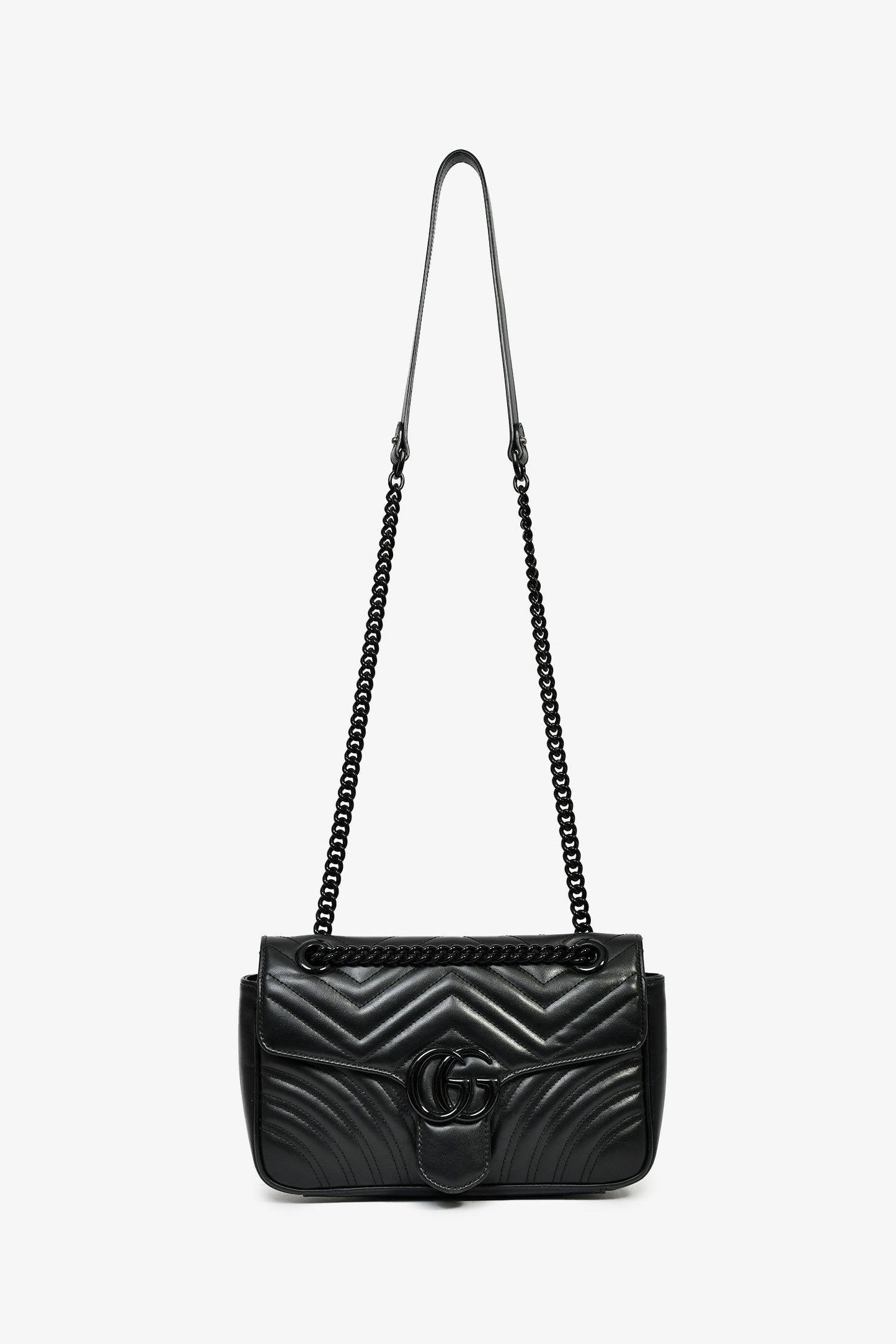 Gucci Black Leather Marmont Medium Shoulder Bag