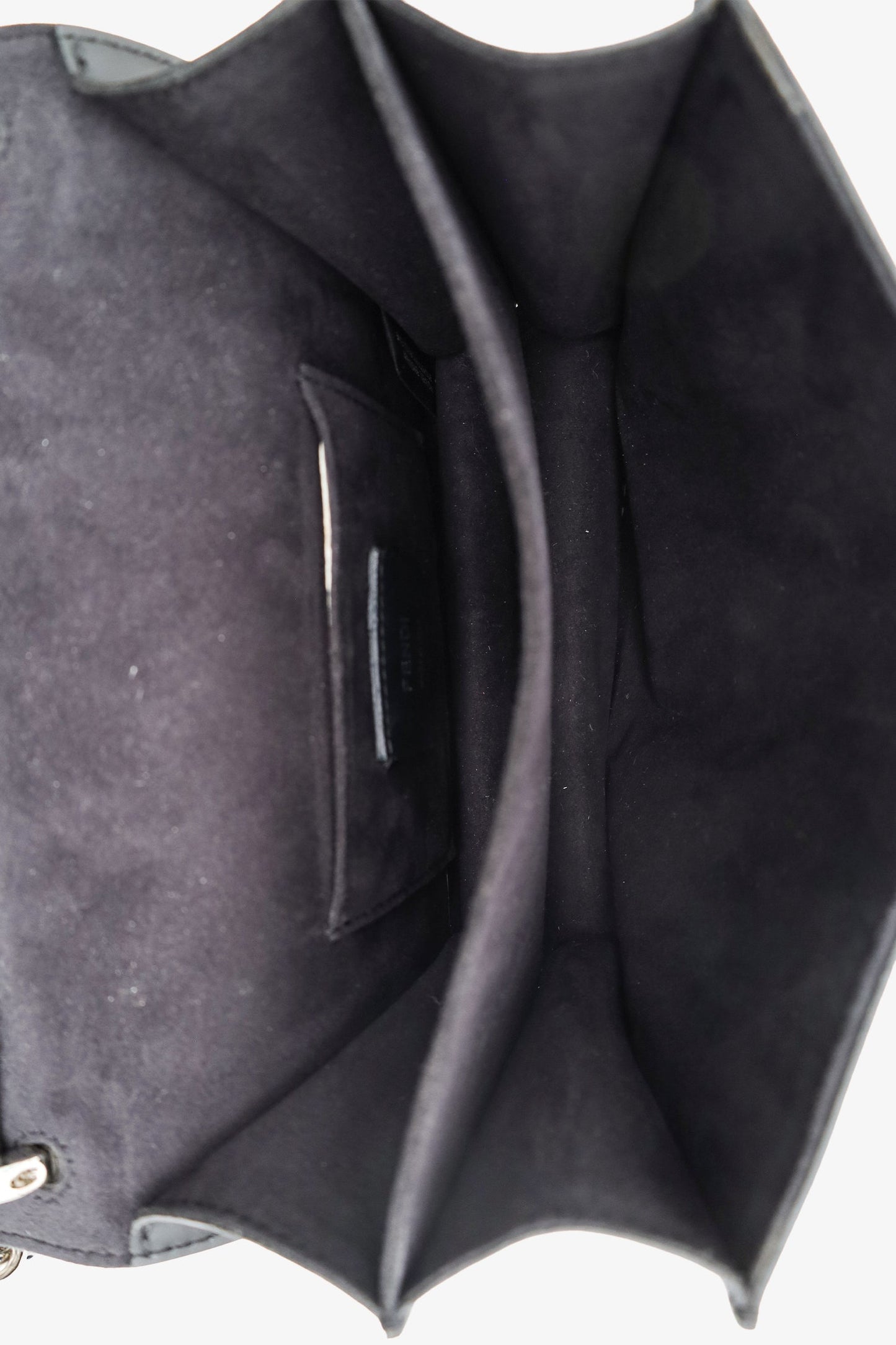 Fendi Black Leather Monster Kan I Shoulder Bag with Fur Handle