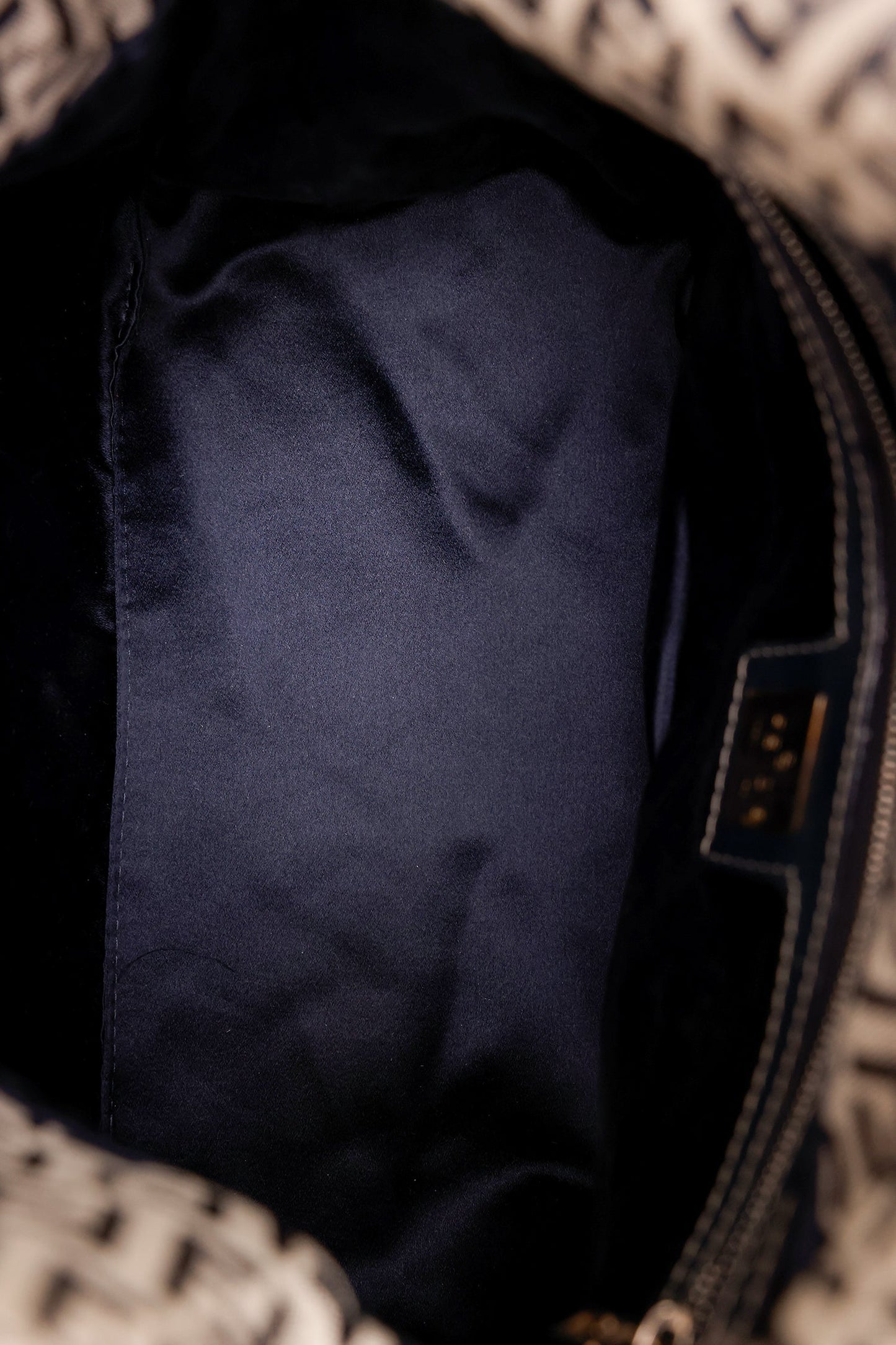 Fendi Navy/Beige FF Zucca Canvas Square Baguette Flap Shoulder Bag