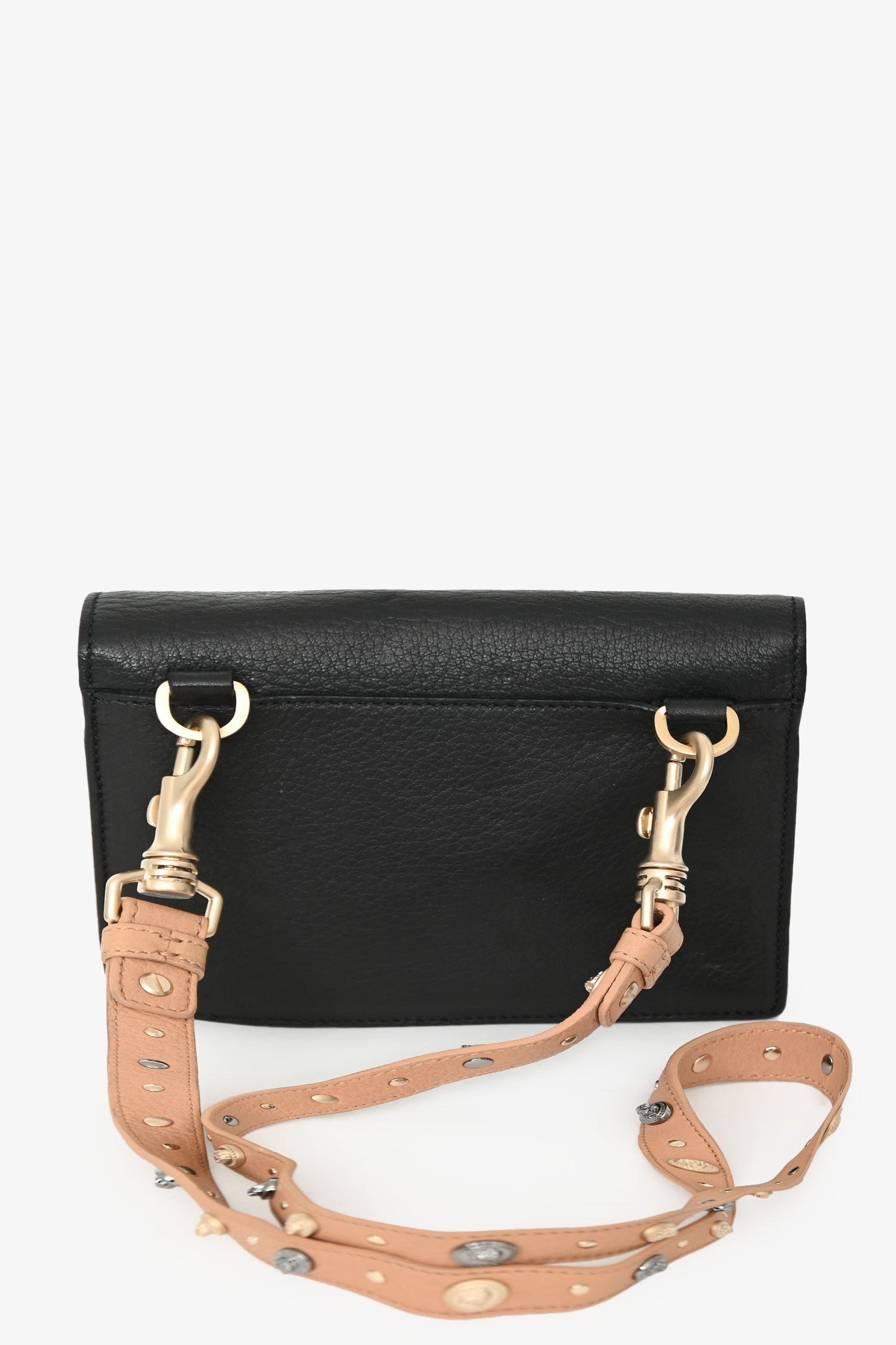 Versace Black Leather Medusa Flap Crossbody Bag