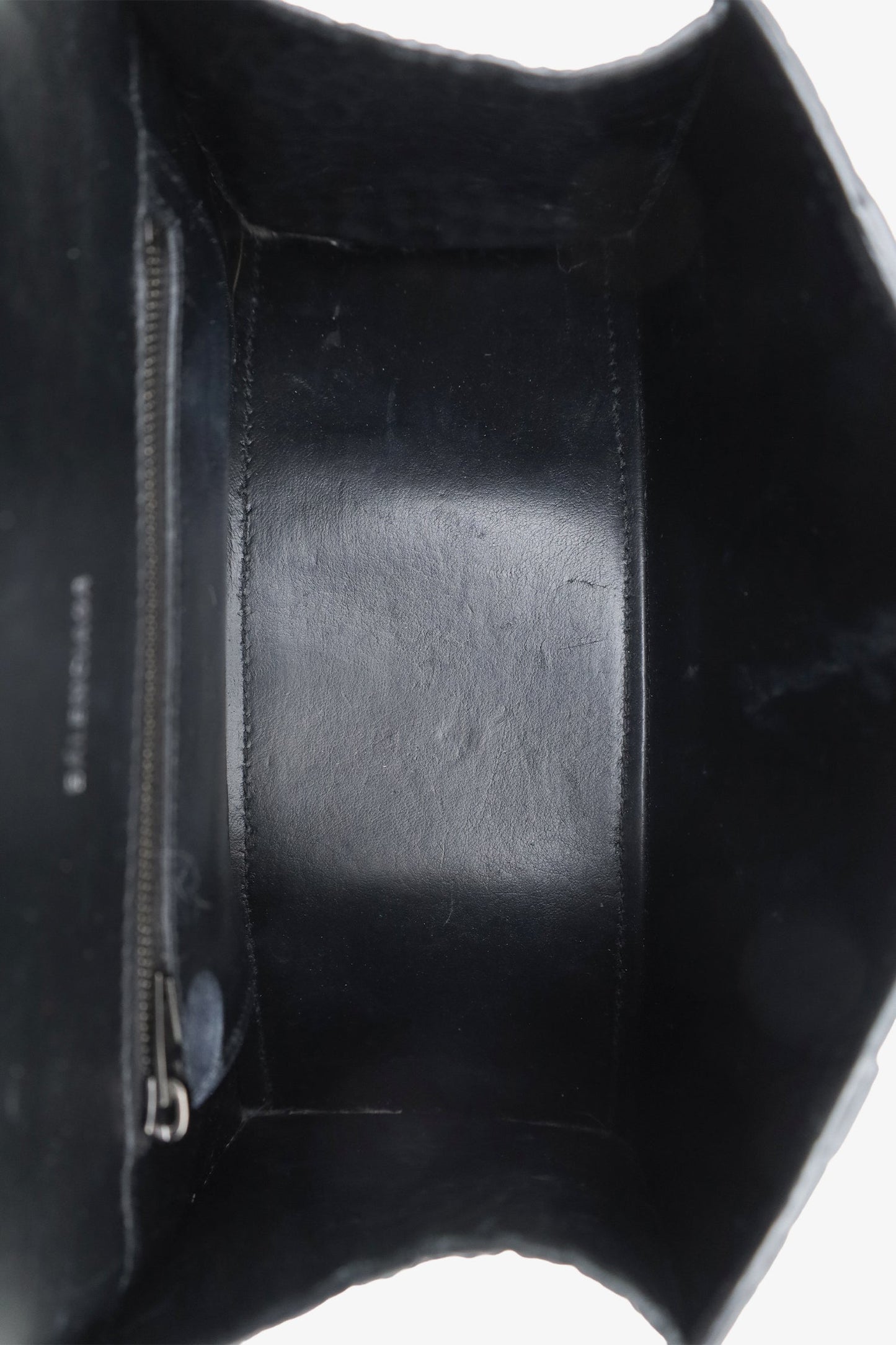 Balenciaga Black Croc Embossed Small Hourglass Top Handle Bag With Strap