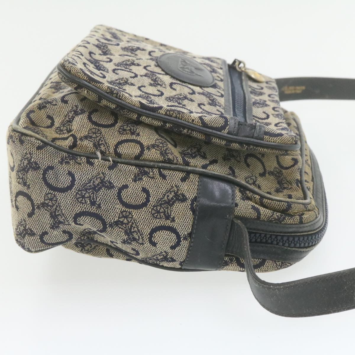 Luxury CELINE Horse Carriage C Macadam Canvas Shoulder Bag Navy Blue fm272