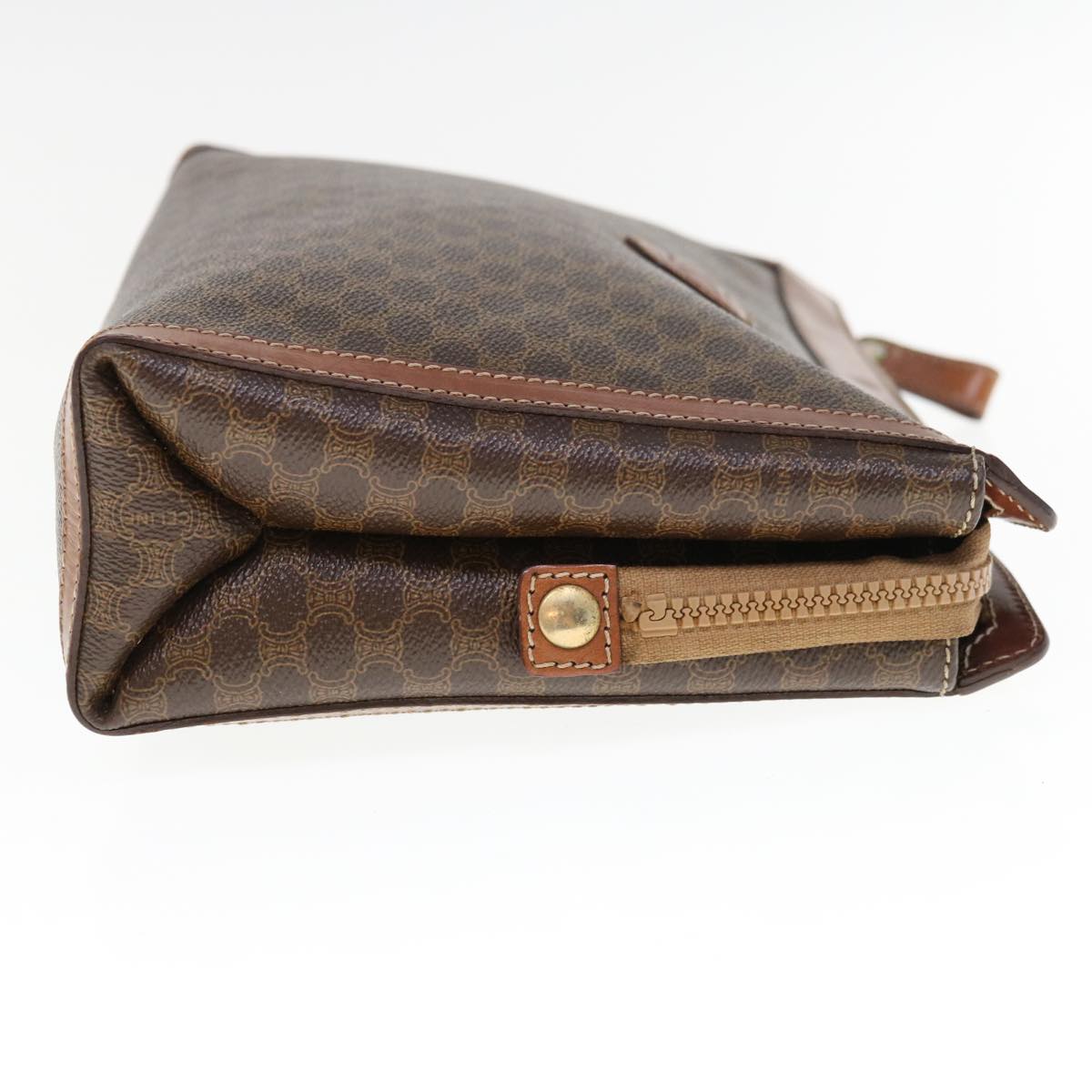 Luxury CELINE Macadam Canvas Clutch Bag PVC Leather Brown fm3157