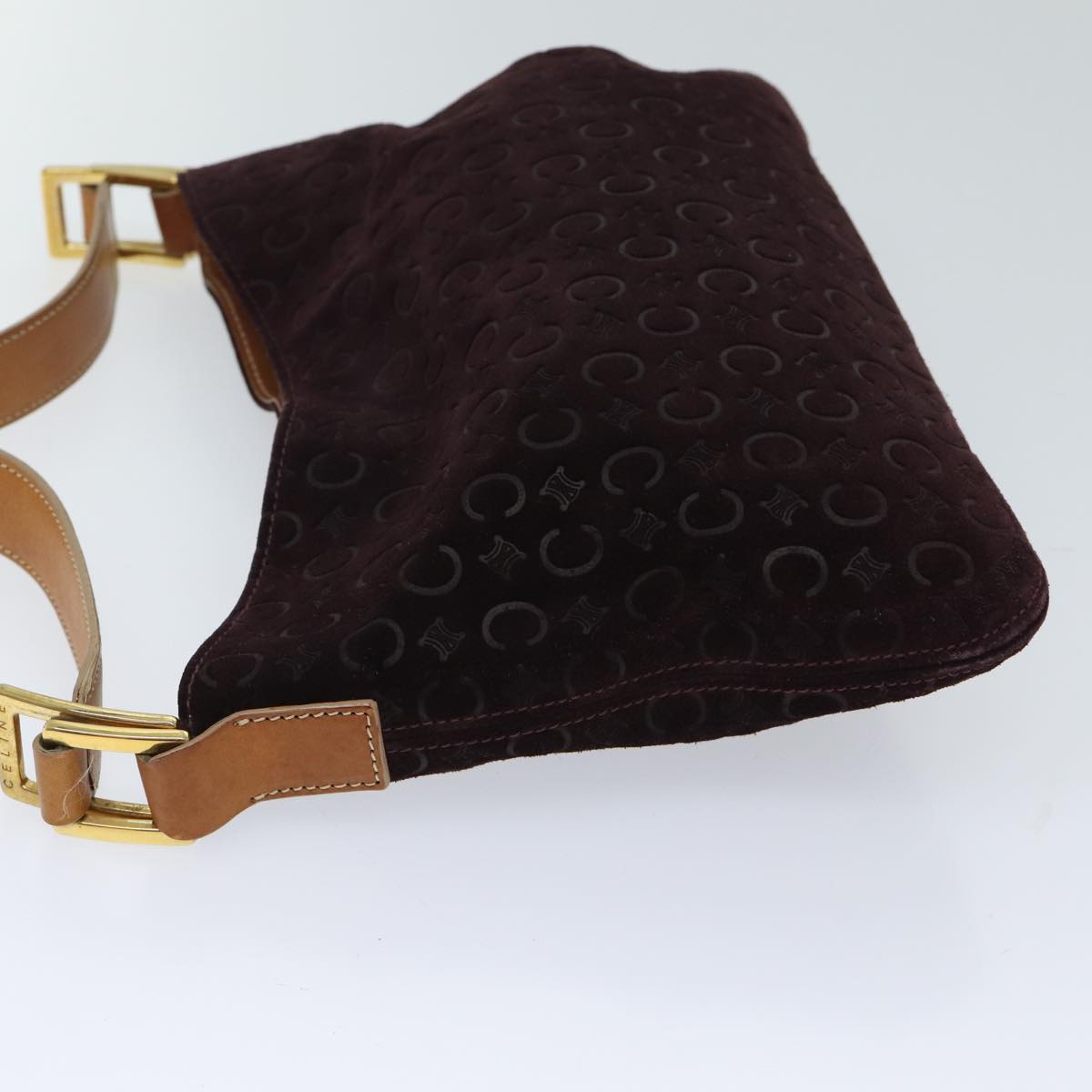 Luxury CELINE C Macadam Canvas Shoulder Bag Bordeaux fm3341