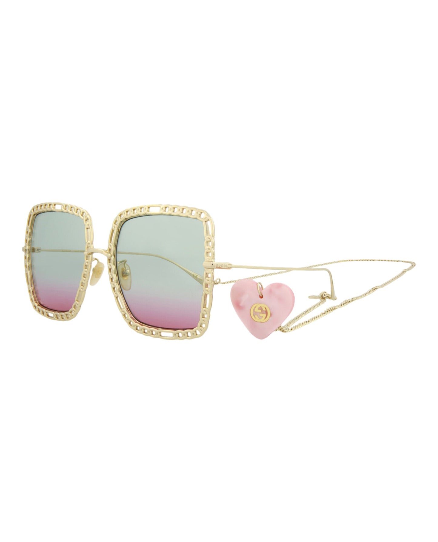 Gucci Womens Square/Rectangle Gold Gold Light Blue Fashion Designer Eyewear