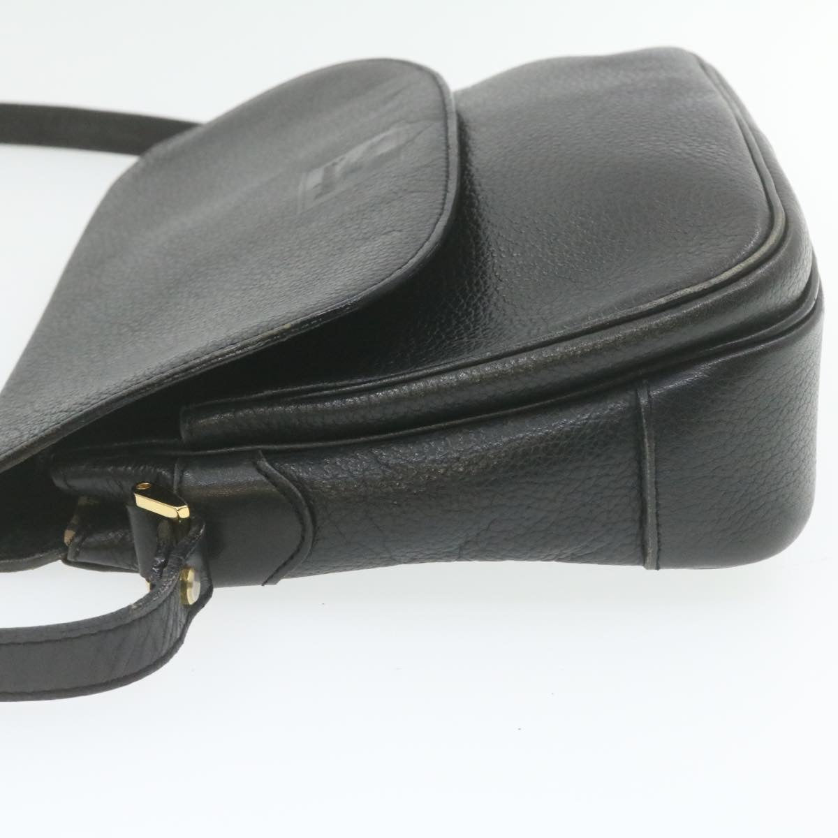 Luxury BurberrySs Nova Check Shoulder Bag Leather Black Auth am636g