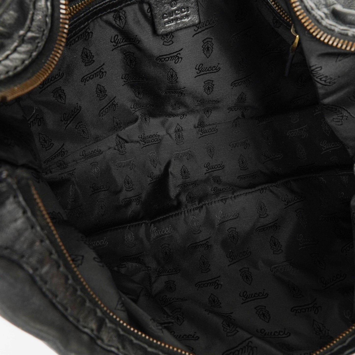 Gucci Black Leather Medium Jockey Hobo Bag