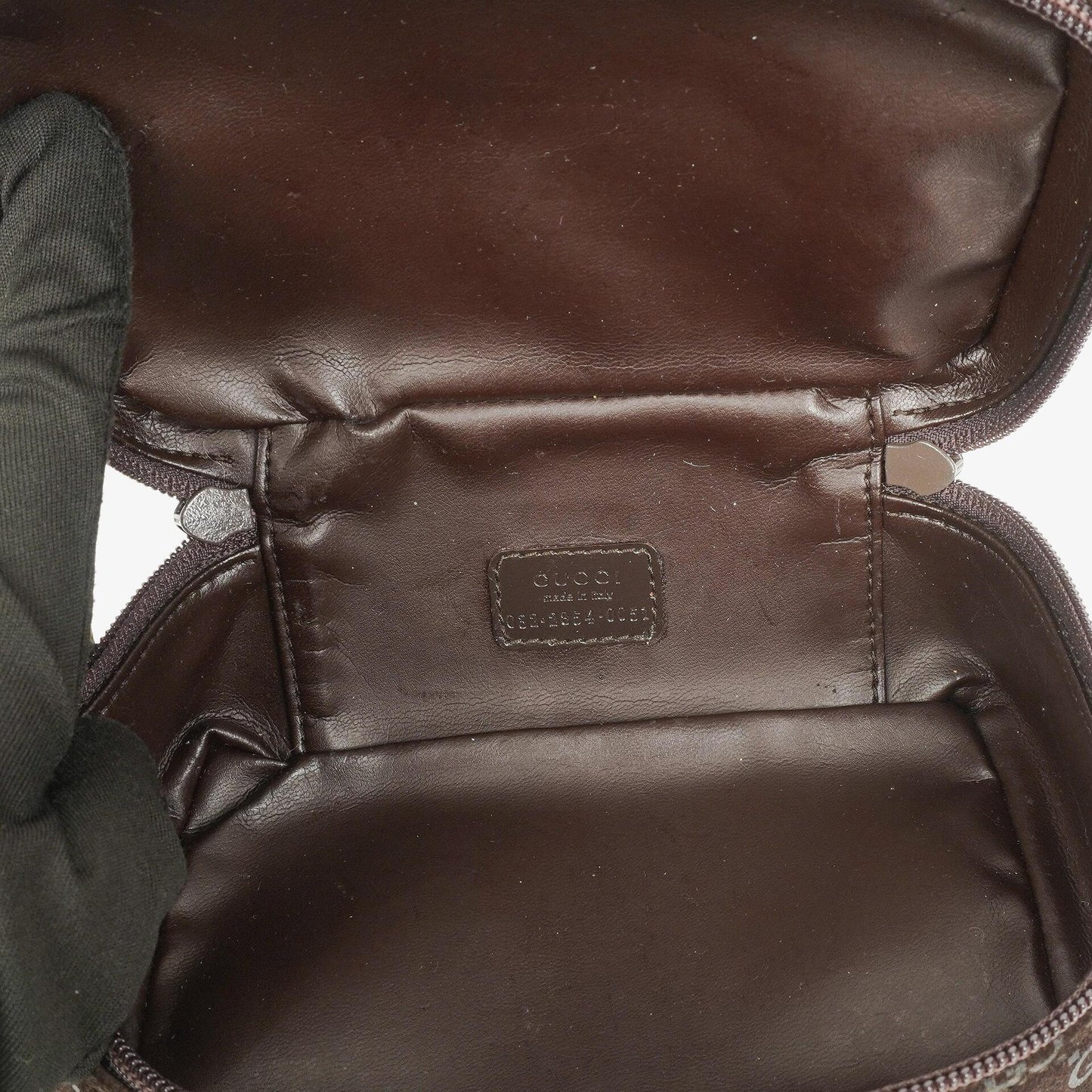Gucci Brown Suede GG Vanity Bag