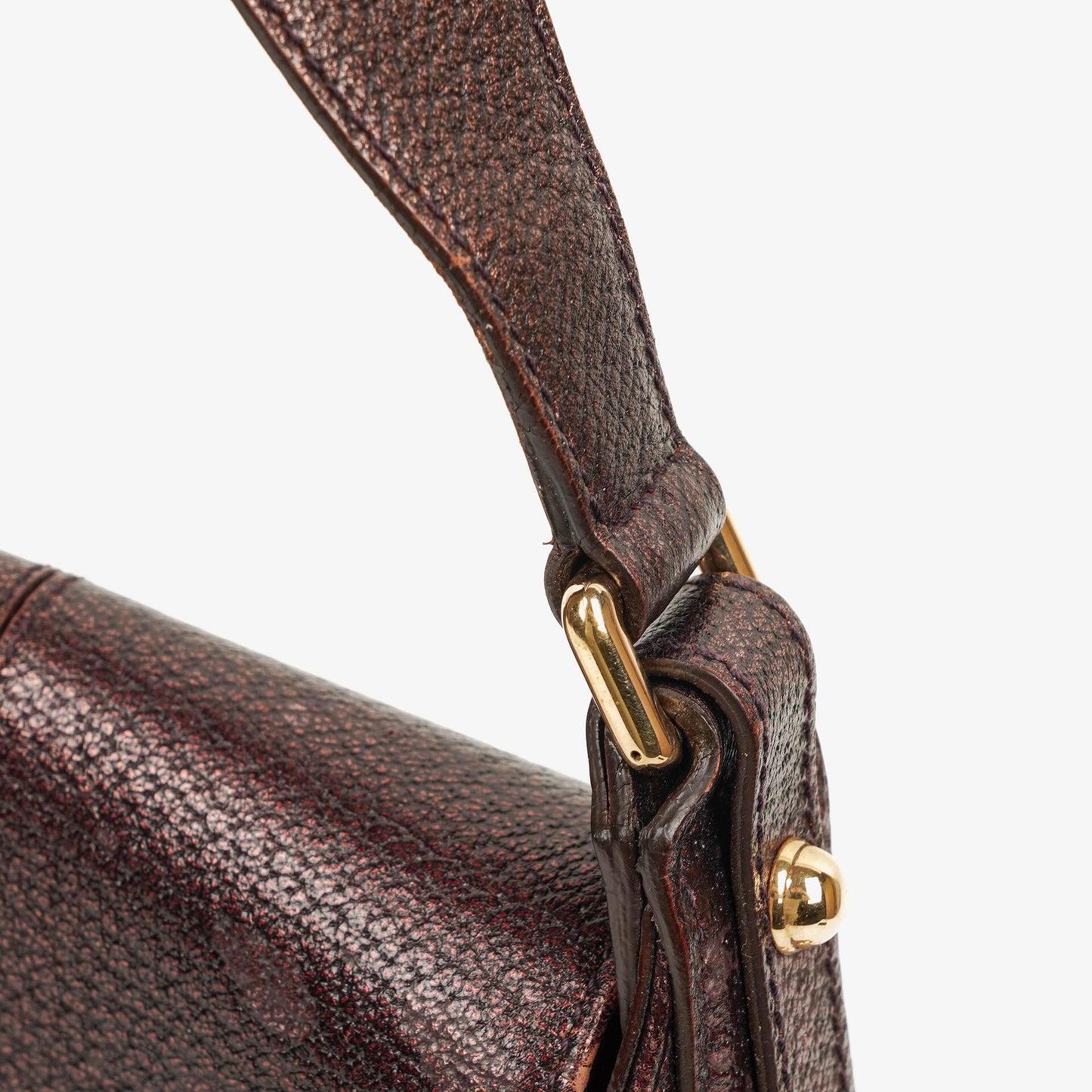 Gucci Horsebit Flap Purple Leather Shoulder Bag