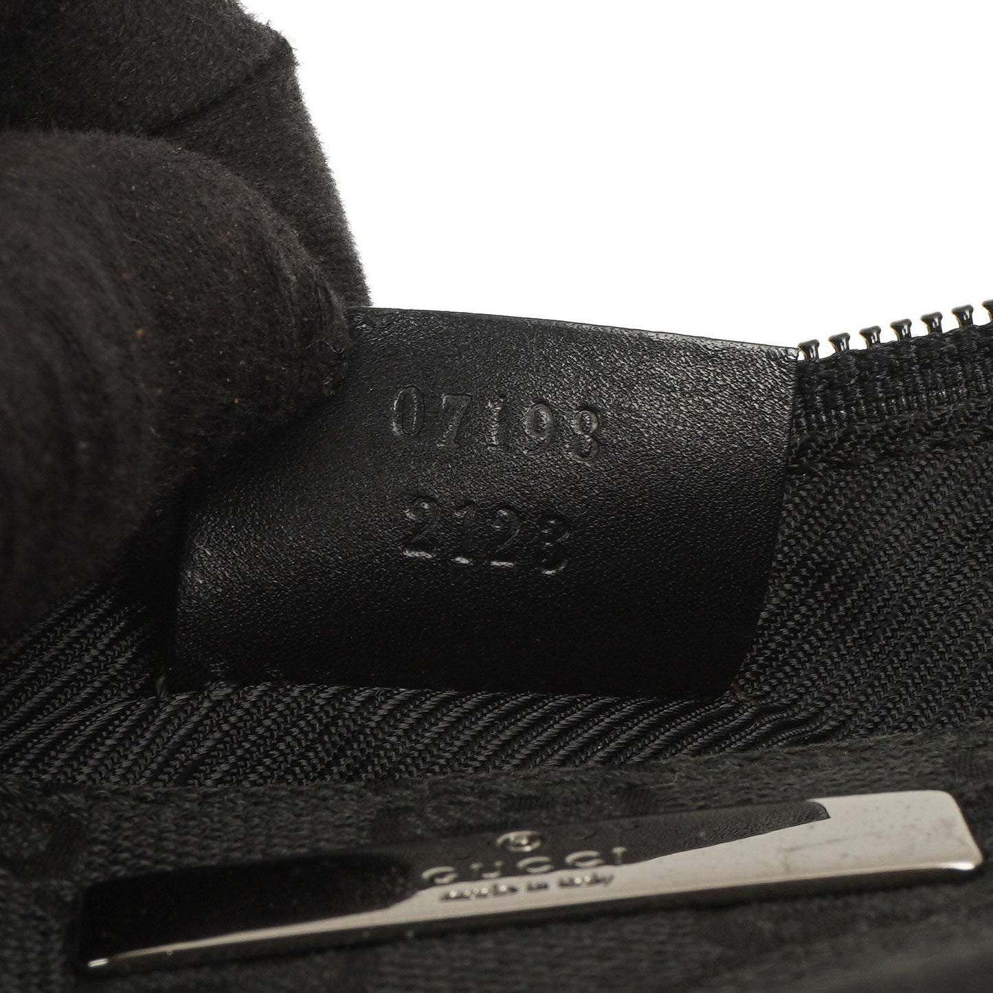 Gucci Mini Baguette Black GG Monogram Pochette Boat