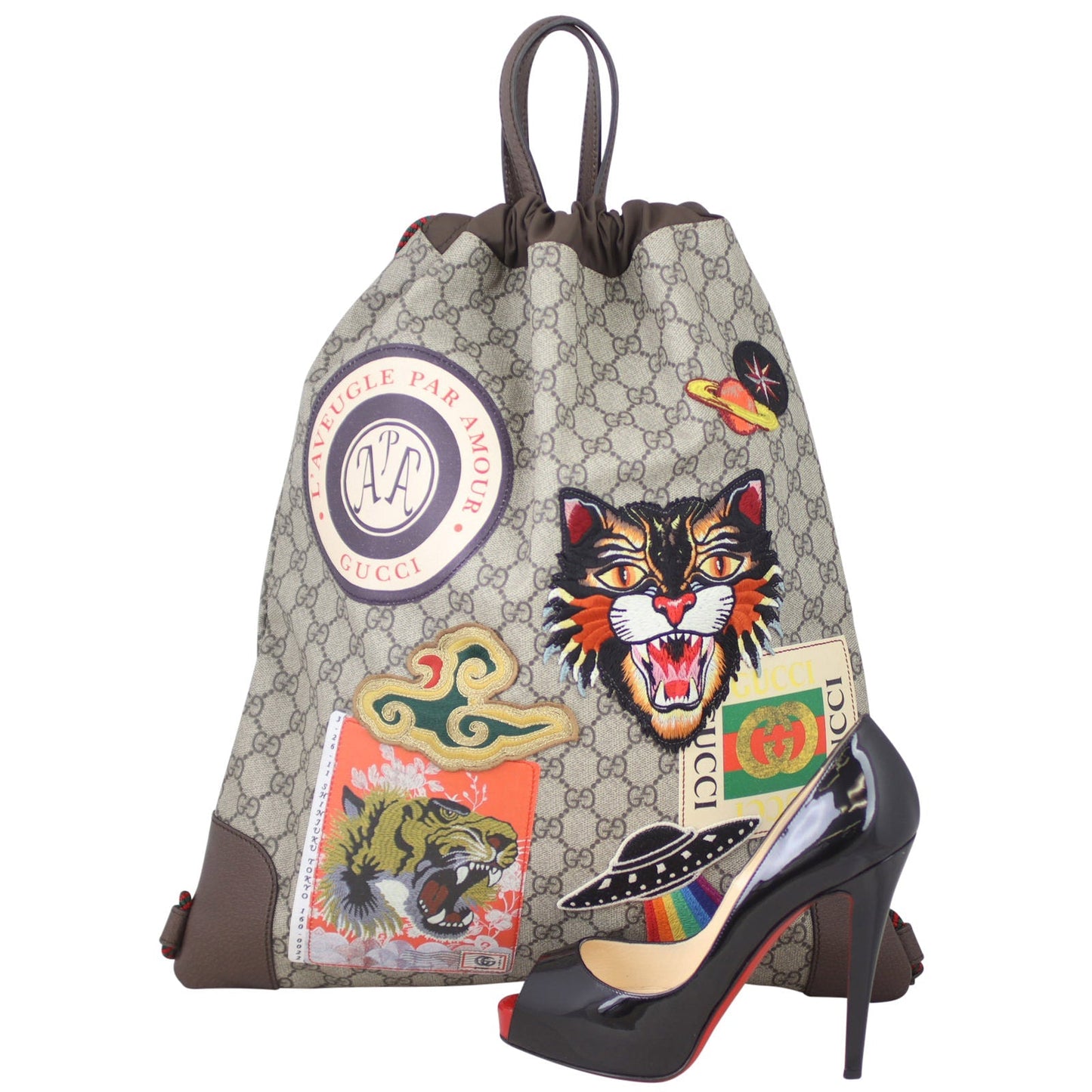 Gucci Courrier Soft GG Supreme Drawstring Backpack