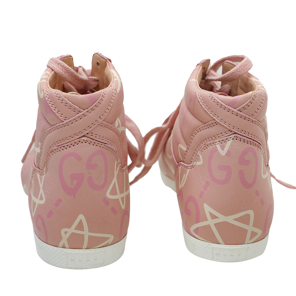 Gucci Pink GG Ghost Graffiti High Top Sneakers 36