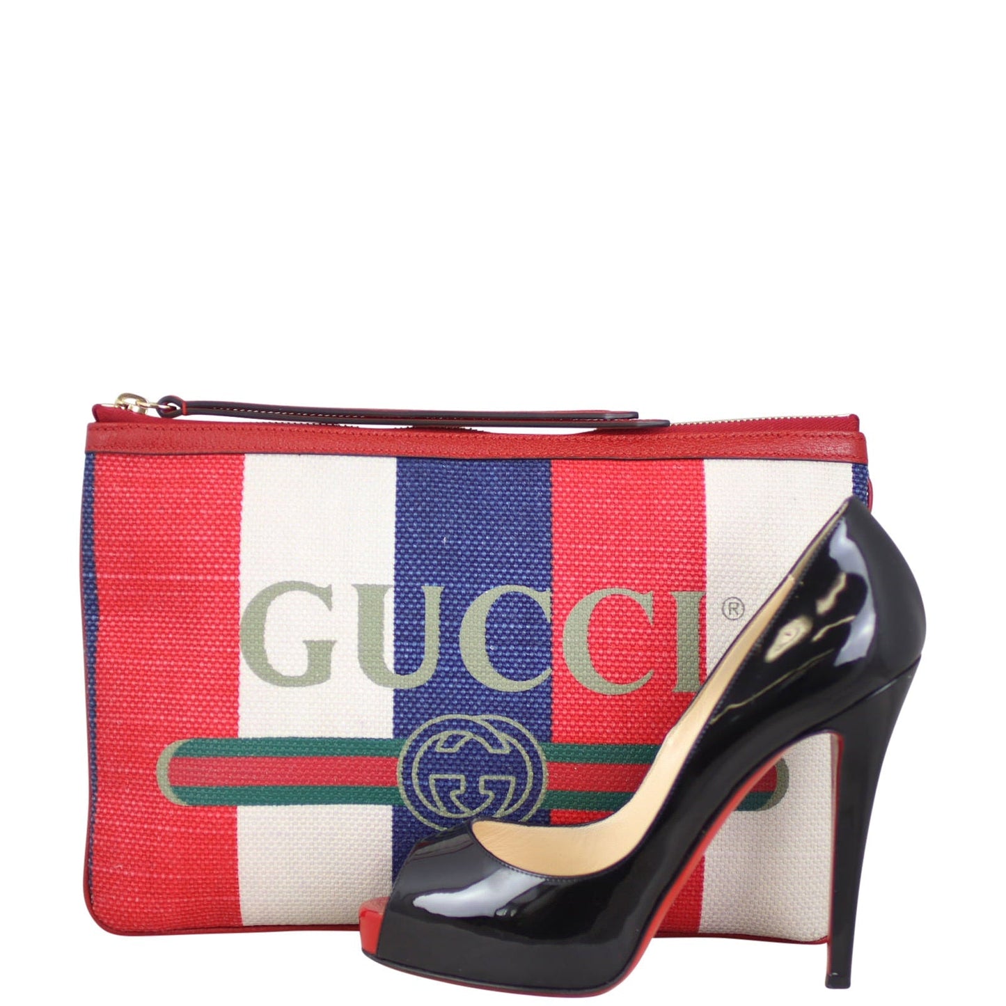 Gucci Linea Merida Striped Canvas Pouch