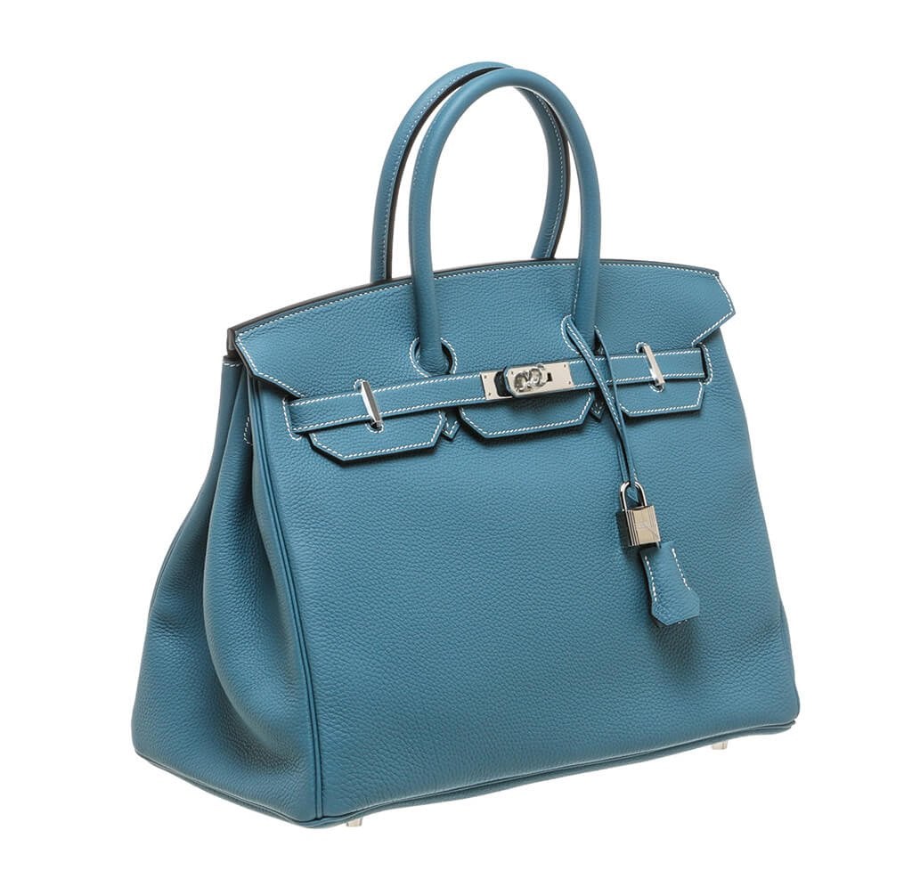 HermesBirkin 35 Bag Blue Jean Togo