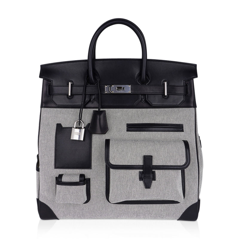 Hermes Birkin 40 Haut A Courroies 40 Cargo Bag AA Ecru-Noir/Noir