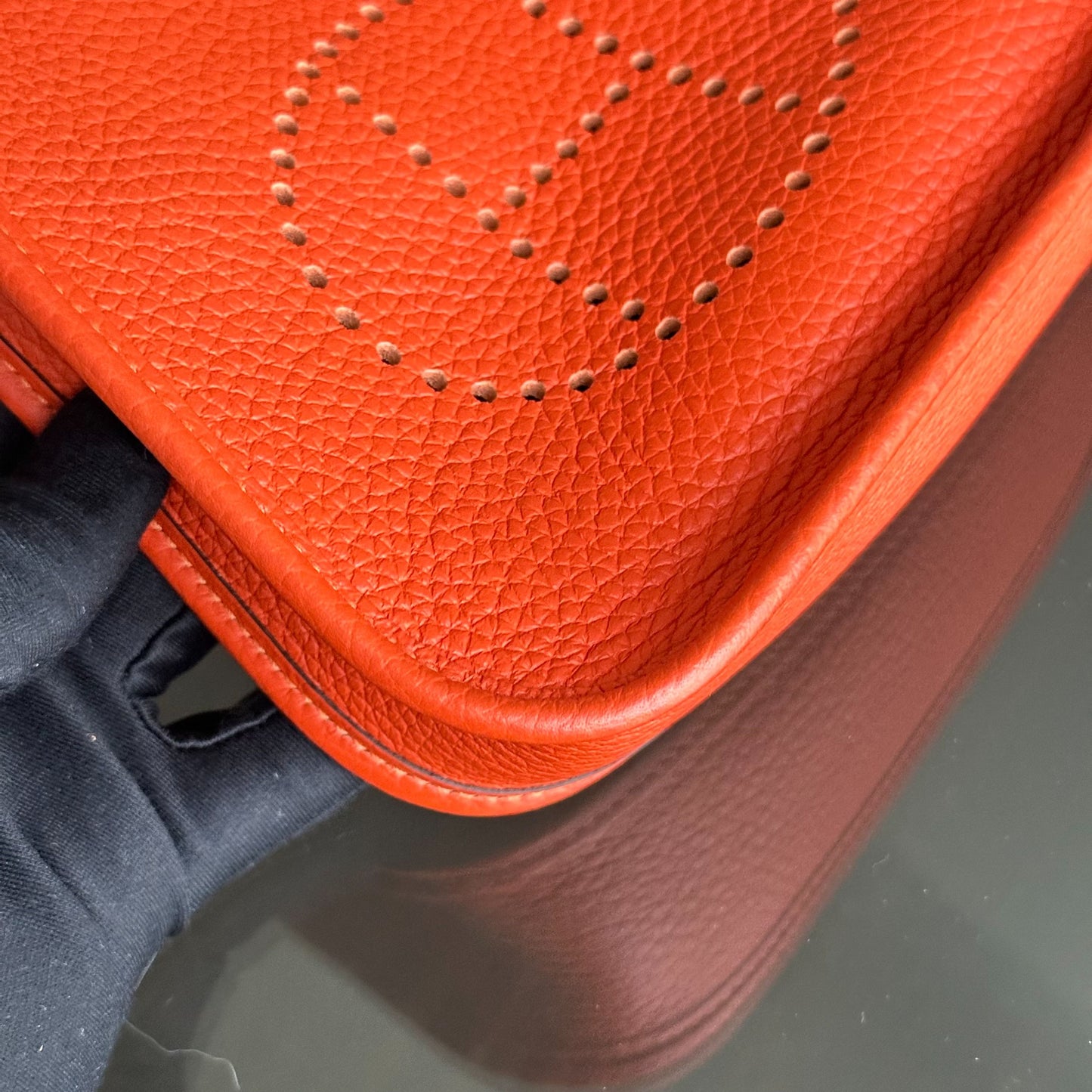 Hermes Mini Evelyn 16 Taurillon Clemence Stamp U Orange GHW